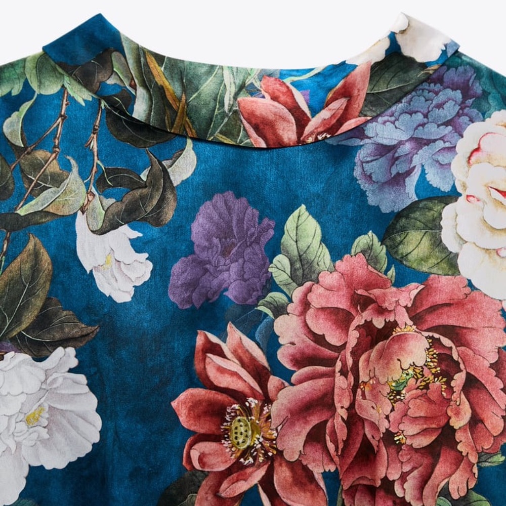 ZARA CROPPED PRINT BLOUSE SMALL - Picture 6 of 7